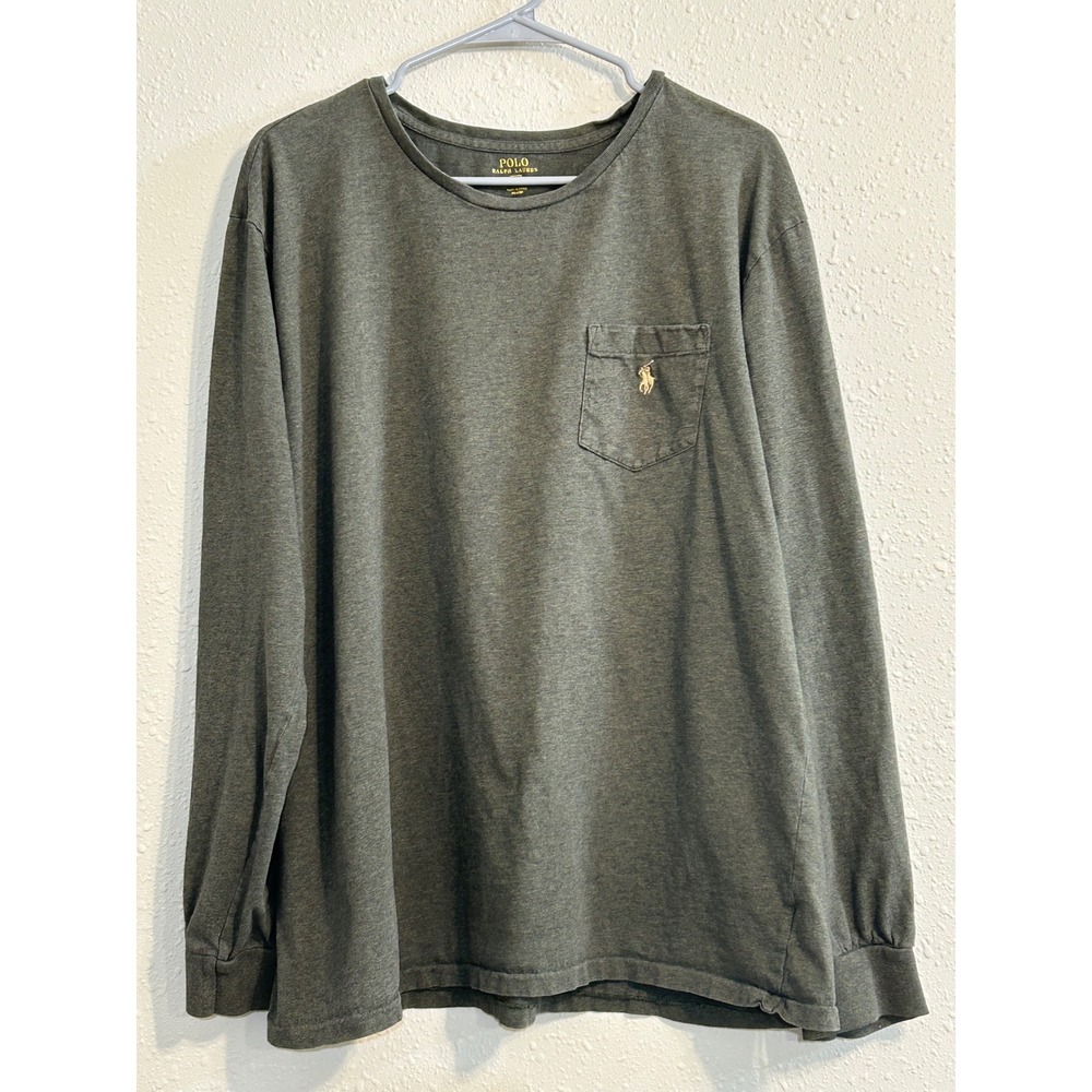 Polo Ralph Lauren Mens XXL Long Sleeve Pocket T-Shirt Olive Green Heather Cotton